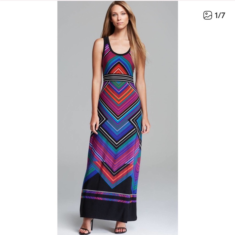 Calvin Klein Multicolor Striped Chevron Maxi Dress